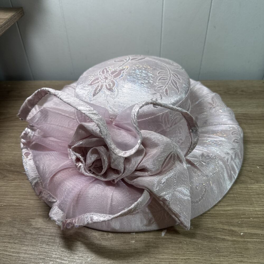 VTG Perche Couture Pink Derby Church Large Hat Wedding Races